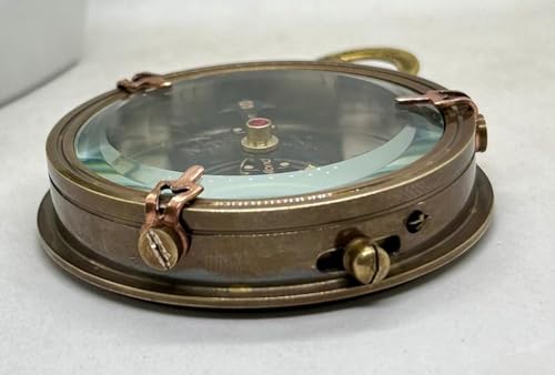 Brújula Náutica de Latón Artesanal Antigüa con Estuche de Cuero Estilo Vintage para Camping y Senderismo miniatura 7