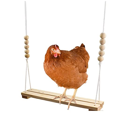 AOVNA Chicken Swing Wooden Hanging Swing Durable Chicken Swing Perch Hanging Toy for Chicken Bird, Brown, 39.5*7*110cm