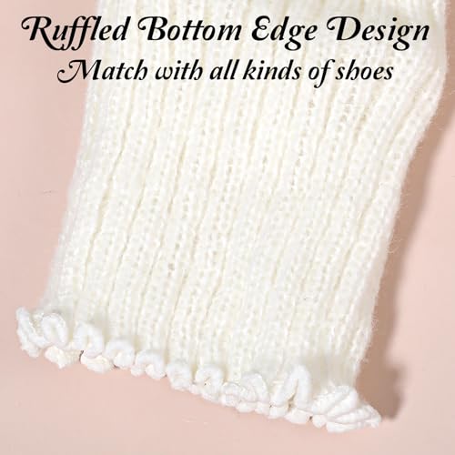 2 Pcs Y2k Leg Warmers Lolita Knit Ruffle Leg Warmer Winter Fashion Cute Dance Sock Kawaii Long Sock Goth Harajuku Boot Accessories for Women Girls4