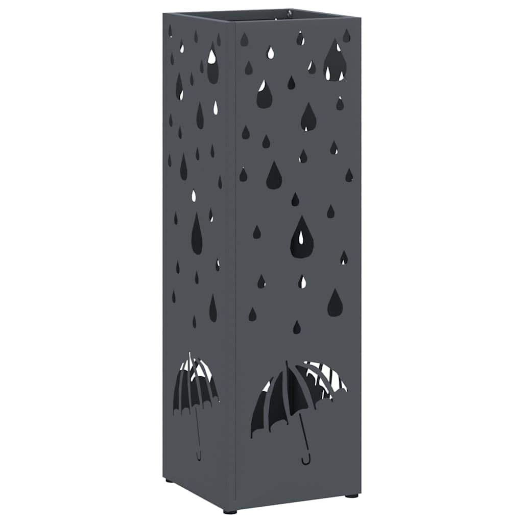 Stojak na parasole ze stali w kolorze antracytowym – nowoczesny uchwyt na parasole do przedpokoju i wejścia, 15,5 x 15,5 x 49 cm