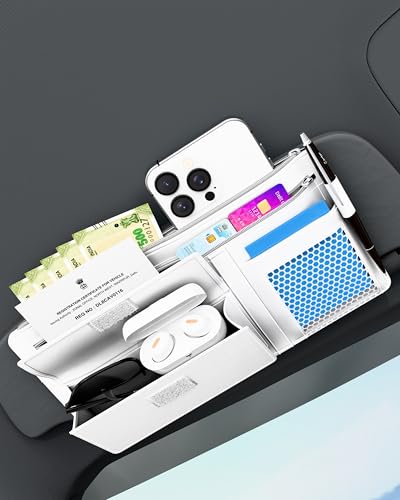 Image of FEDUS Premium Car Sun Visor Organizer CAR Organiser and Storage Car Document Holder, Sunglasses Holder for Car, car All New Accessories Multipocket Pouch Auto Interior Accessories for Truck, SUV, Van