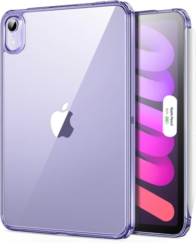 ESR Capa para iPad Mini 7ª/6ª geração (2024 A17 Pro/2021), fina e leve, À prova de quedas, anti-amarelamento, parte traseira rÃgida, compatÃvel com Pencil Pro/USB-C, Classic Series, Roxo Transparente