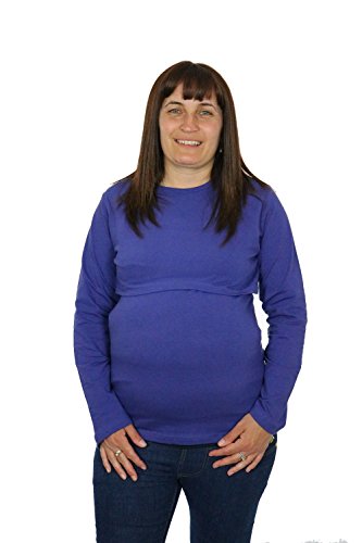 BabyTENS Lactancia Top Camisa de Maternidad Frambuesa o Indigo Tallas 36, 38, 40, 42, 44 Azul añil