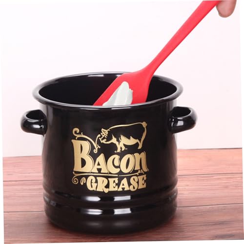 Contenedor de grasa de tocino de 46 oz con colador de aceite y tapa para cocina esmaltado 6