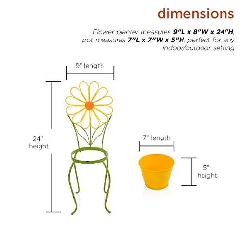 Alpine Corporation Maz518Yl Alpine 24" Tall Yellow Daisy Flower Stand Decoration Yard Statue Planters #TOP2