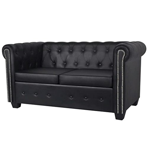 Gecheer Chesterfield Sofa 2-Sitzer und 3-Sitzer Loungesofa Polstersofa Lounge Couch Sofagarnitur Vintage Couch Bürosofa Polstermöbel Stilsofa Couchgarnitur Polstersofa Kunstledersofa KunstlederSchwarz – Bild 7