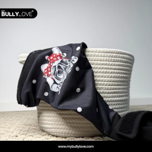 MyBullyLove Läufigkeitshöschen für Französische Bulldoggen – Wiederverwendbare Hundewindel ohne Rutenloch, Handgefertigt & Stufenlos Verstellbar, Black Bully, Standard (42-47cm Hüftumfang)