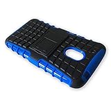 JKase Diablo Series Tough Rugged Dual Layer Case Cover with Build in Stand Compatible for Motorola Moto G4 Play (Blue)