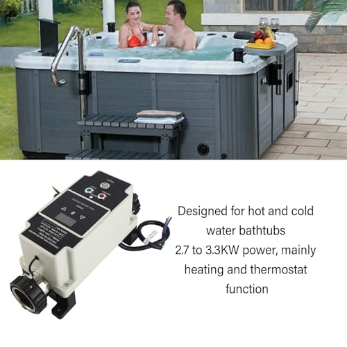 Miniatura 8 de Alomejor Calentador De Piscina Eléctrico Con Potente Capacidad De Calefacción Para Bañera De Hidromasaje, Termostato De 2,7 A 3,3 Kw, Acero Inoxidable, 220-240v