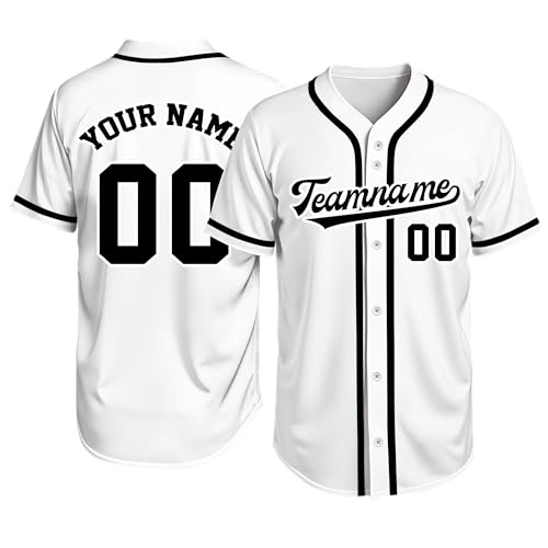 Image of Custom Baseball Jersey Personalized Stitched or Printed Name Number Baseball Shirt Sports Uniform Gifts for Men Women Youth