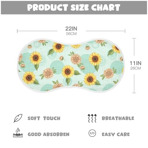 2 Pack Muslin Burp Cloths Floral Sunflower Cotton Baby Burp Cloths Ultra Absorbent and Soft Burping Cloth for Newborn Babies Boys Girls, Large 22" x 11"2