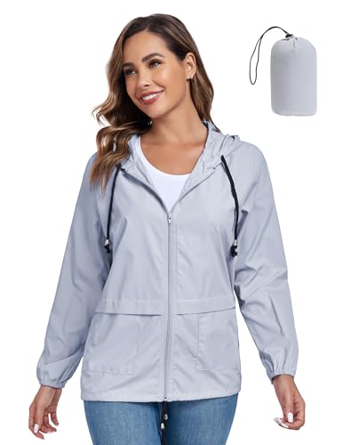 JTANIB Packable Rain Jacket Women Waterproof Lightweight Raincoat with Hood for Hiking Outdoor Travel
