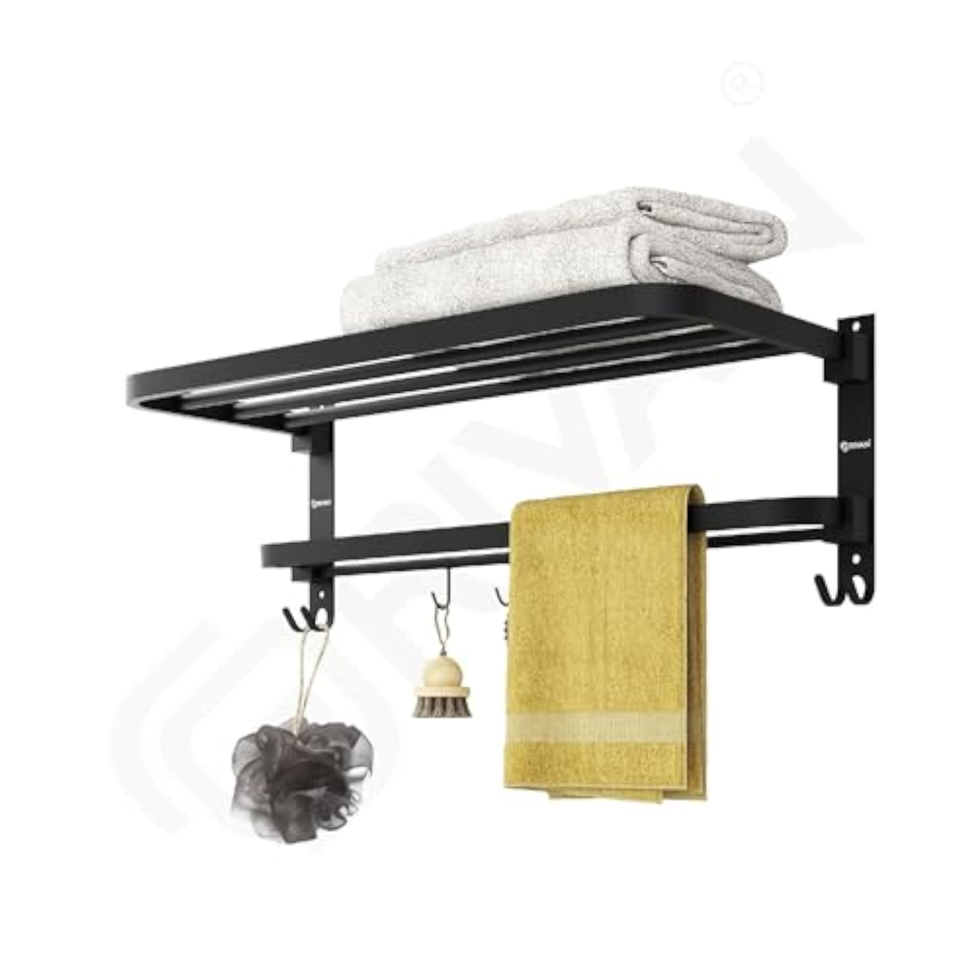Stainless Steel Towel Rack with Hooks, 24 Inch