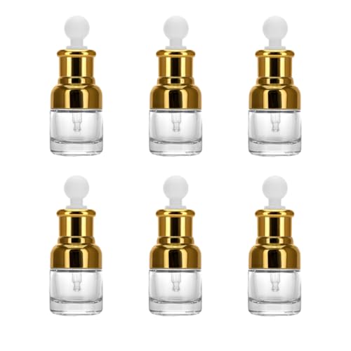 Flacons verre avec compte-gouttes or 6 pièces pour vos huiles essentielles et voyage