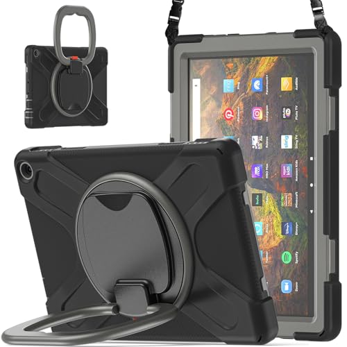 Housse Amazon Fire HD 10 2021 antichoc silicone avec bandoulière