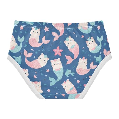 Wusikd Cute Mermaid Cat Girls' Underwear Cotton Stars Dots Girls Briefs Soft Toddler Underwear 2T2