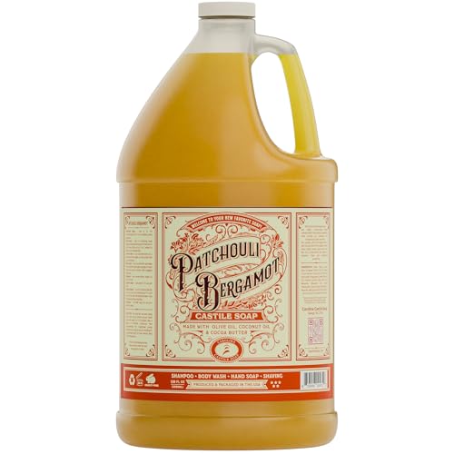 Image of Carolina Castile Soap Patchouli Bergamot Scented Castile Soap - Certified Organic, High Olive Oil Content, Non-Drying, Made with Organic Oils, Concentrated Natural Soap for Men and Women