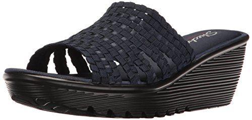 Skechers Cali Women's Parallel-Morning Stretch Wedge Sandal,Navy,10 M US