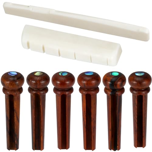 Blisstime Acoustic Guitar Bone Saddle Nut & Pins