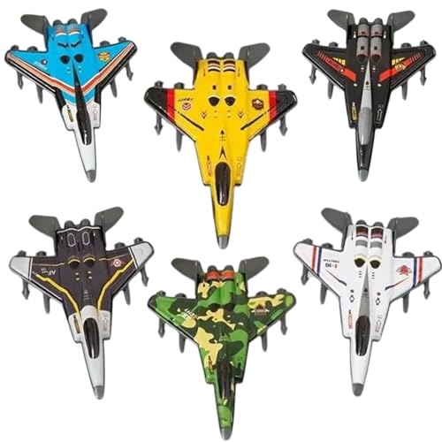 Image of KIDZYMON Die-Cast Metal Fighter Jets, Pull Back Military Aircraft Toys, Durable Metal Millitary Jet Plane, Friction Operated, Pack of 6 Jet, Size 3.7 Inch, Age 3+