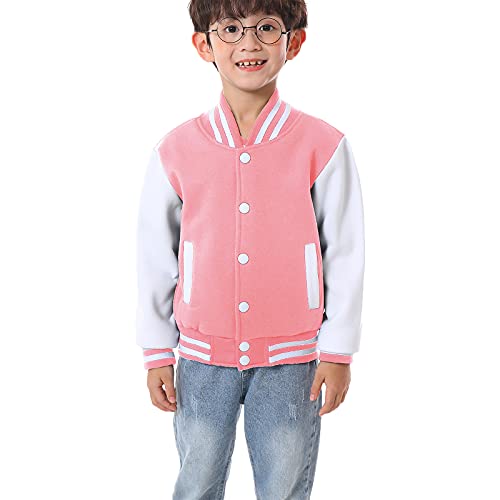 BAICAIYU Kids Varsity Baseball Jackets Boys and Girls Fit Varsity Jacket Warm Combed Cotton Fleece Coats