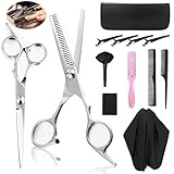 ★ Gut Gemachte Haarschere: Mit einer fein geschliffenen Klinge und einer glatten Oberfläche können Haarscheren die Haarspitzen nicht beschädigen oder spalten. Der glatte Schnitt ist ideal zum Schneiden von nassem oder trockenem Haar. Die abgerundeten Enden hindern Sie daran, gelegentlich in den Hals zu stechen.