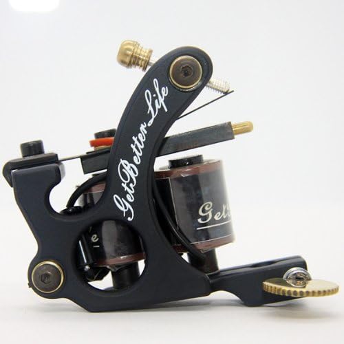 Getbetterlife Black Tattoo Machine Gun 10 Coils Wrap Supply For Shader