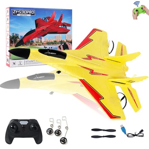 TIYEKAI Zy 530 Pro Rc Plane, Zy-530 Rc Plane with 2.4ghz, 2025 New Gravity Remote Control Gliders Airplane, Anti-Collision Silicone Nose Rcplane (Yellow)