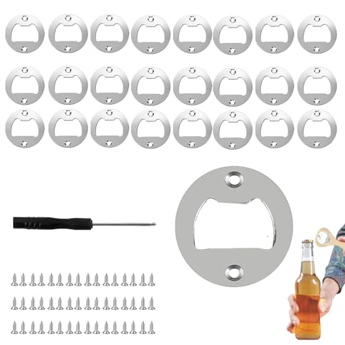25 Sets Bottle Opener Inserts Round Beer Openers with Screws Metal Beer Metal Parts for Bottle Opener DIY Resin Mould Crafts Making