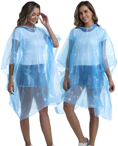 Image of 4 /6 /12 Pack Disposable Rain Ponchos for Adults - Emergency Rain Poncho for Camping Hiking Travelling