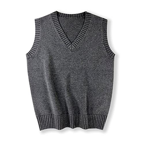 Image of Men Women Knitted Cotton V-Neck Vest JK Uniform Pullover Sleeveless Sweater School Cardigan