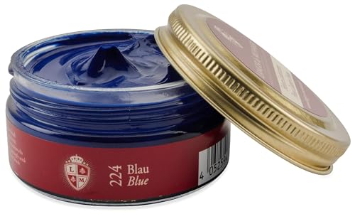 Langer & Messmer feinste Ledercreme zur Glattlederpflege - hochwertige Schuhcreme für die Schuhpflege 50ml | Für alle Glattlederschuhe geeignet | Blau