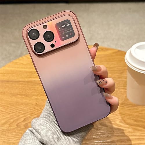 Coque pour iPhone 14 Aurora Dégradé Laser Coloré Mat avec Film Caméra Orange Gris Rigide