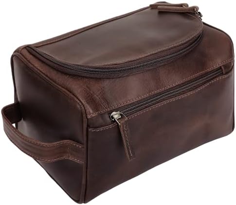 Leather Toiletry Bag For Men Women | Dopp Kit Mens Hanging Toiletry Bag (PREMIUM LEATHER) Travel Toiletry Bag for Traveling Large TSA Approved Cosmetic Travel Bag for Toiletries Shaving Bag - Hickory