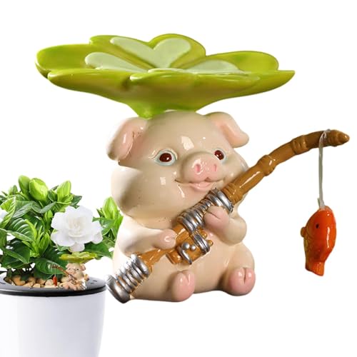 Statua da pesca - Statuette di animali | Decorazione in miniatura per giardino, pescatore, piccole figure da pesca per stagno, fioriera statua decorativa per cortile, patio, giardino, prato, portico,