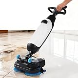 XUXIAO Commercial Electric Floor Scrubber Tile Polisher, Ultra-Compact & Portable Cordless Design, 360°Rotating, Self-Propelled, for Commercial Industrial Workshops White