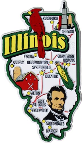 Imán para refrigerador con forma del estado de Illinois miniatura 1