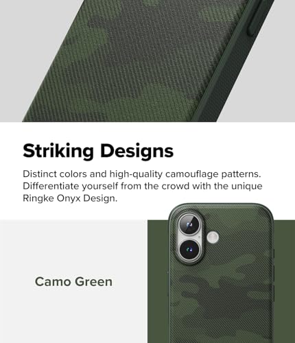 Image of Ringke Onyx Compatible with iPhone 16 Plus Case Cover Rugged Flexible Durable Anti-Slip TPU Protection Shockproof iPhone 16 Plus Back Cover - Camo Green