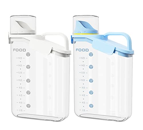 TTpn 5Lbs Rice Airtight Dry Food Storage Container Set of 2. Airtight Food Storage Containers, Airtight Design Measuring Cup .Pour Spout with for Cereal, Rice, Flour and Sugar- 2500ML Capacities