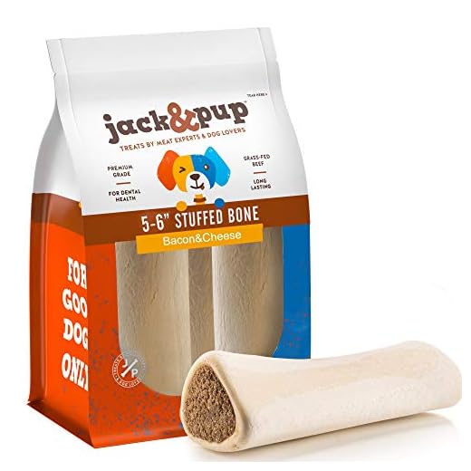 Jack&Pup Filled Dog Bones for Aggressive Chewers, 5 to 6" Dog Chew Treats Dog Bone - Bacon and Cheese Flavor - All Natural Dog Bones (Bacon & Cheese)