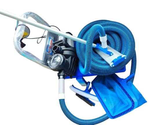 Swimming Pool Vacuum Cleaning Set | 3HP Pump with Prefilter, 30m EVA Hose, 24" Vacuum Head, Trolley, 16 ft Telescopic Pole, 18" Curved Brush, Leaf Net, 10" Algae Brush & pH Test Kit-image-41