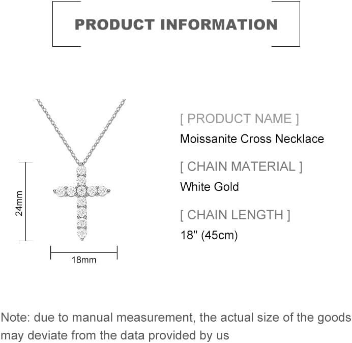 14K Gold Cross 1.1CT Moissanite Necklace for Women,Dainty Cross Pendant Necklace with Moissanite,18 Inch,Gift for Mom,Wife,Girlfriend - Image 2