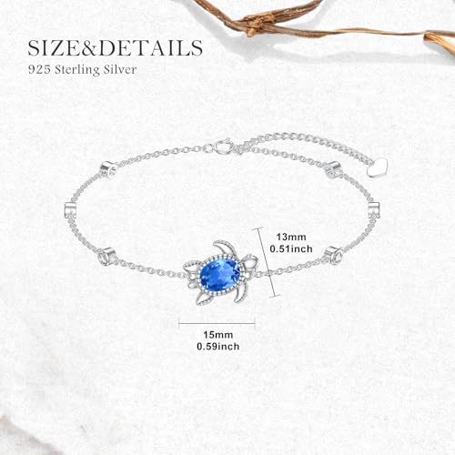 Turtle Bracelet for Women 925 Sterling Silver London Blue Topaz Beach Sea Turtle Beach Bracelet Hawaii Ocean Jewelry Gifts4