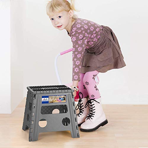 Delxo Folding Step Stool - 13 inch Height Premium Heavy Duty Foldable Stool for Adults, Kitchen Garden Bathroom Stepping Stool (1 Pack)