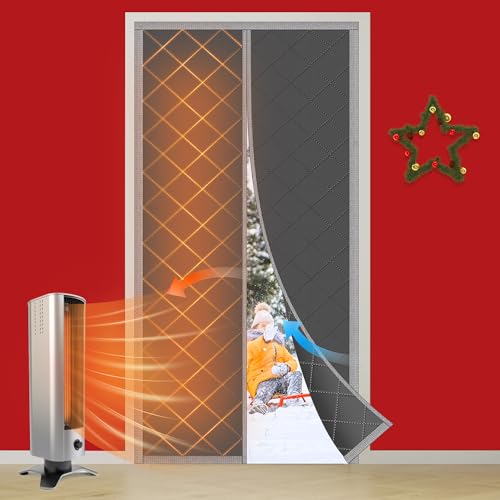 NABOWAN Magnetic Thermal Insulated Door Curtain for Winter - Fits Door Size 32