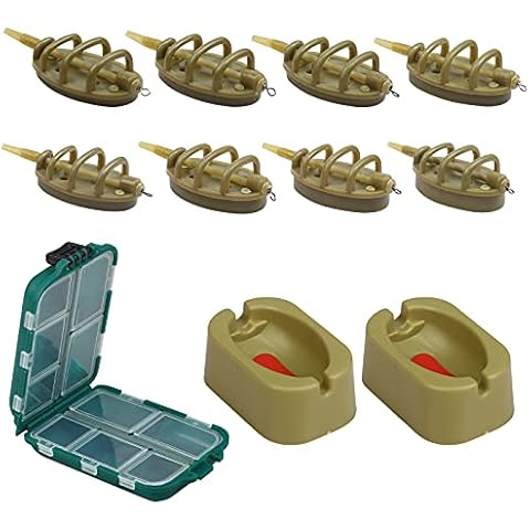 CINVEED Fishing Feeder Set 11pcs Carp Fishing Method Feeders Fishing Inline Feeders with Quick Release Mould for Carp Fishing Bait Accessories 15g 20g 25g 35g 30g 40g 50g 60g Cover