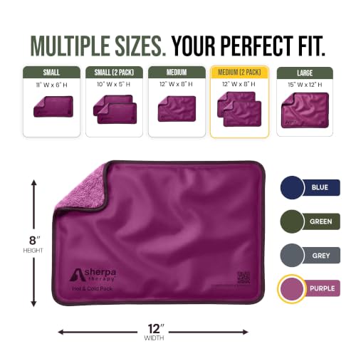 Image of Medium Flexible Gel Ice Packs Reusable - Hot and Cold Soft Ice Packs for Injuries Reusable for Ankle, Arm, Foot, Leg, Back Pain Relief - 8 inch x 12 inch - 2PK - Purple