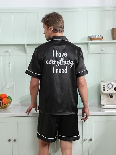 Jecery His and Hers Pajamas Sets Matching Pajamas for Couples Satin Button Pjs Short Sleeve Sleepwear for Women Men4