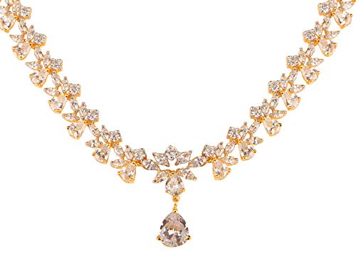 Image of Swasti Jewels Gold Plated CZ Necklace and Earrings Set for Women