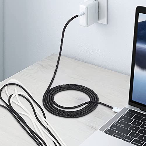 Image of Spiral Cable Protector, Data Cable Protective Sleeve, Headphone Saver, Charger Protective Cover, Wire Repair /Strain Relief Cable Wrap Tube for USB Data Cable Headphone Cable (Jet Black+Pink)